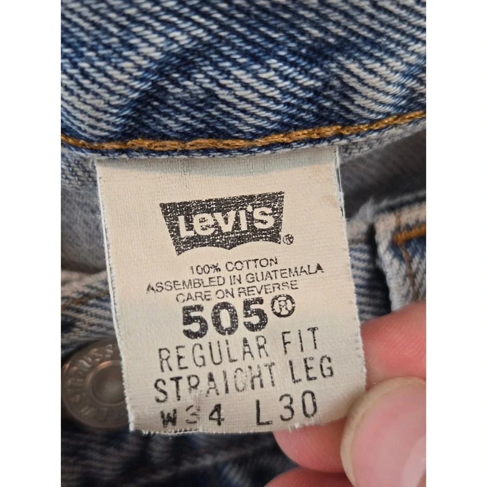 Vintage‎ Levi's 505 Jeans Mens W34 L30 Light Wash 1999 Straight Distressed 90s